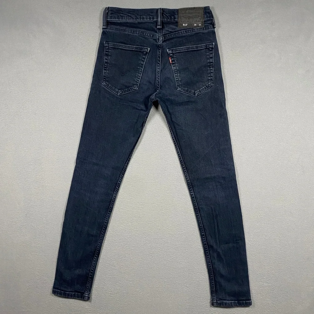 Levis 512 Mens 28x32 Slim Taper Fit Jeans‎ Stretch Dark Wash Blue Denim